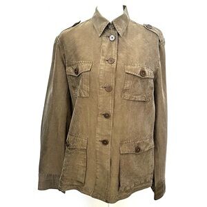 Ralph Lauren green military style shirt/light jacket, 100% silk, size L